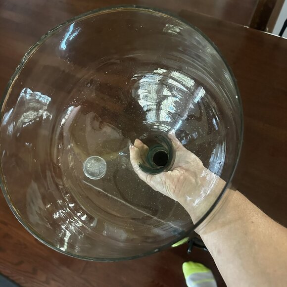 Demijohn Recycled Glass Cloche Dome Wine & Cheese Fleur-de-lis Stopper Large EUC - Picture 11 of 12